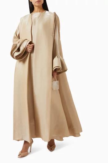 Ruffle Cuff 3-piece Abaya Set in Cotton Organza