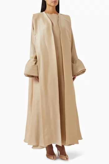 Ruffle Cuff 3-piece Abaya Set in Cotton Organza