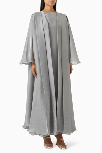 Ruffle 3-piece Abaya Set in Cotton Organza