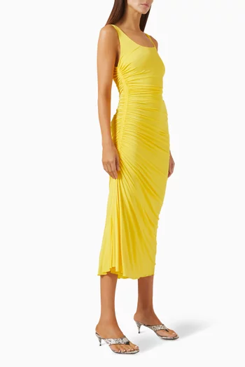 Asymmetrical Gathered Maxi Dress in Jersey