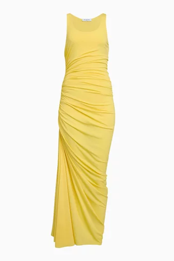 Asymmetrical Gathered Maxi Dress in Jersey
