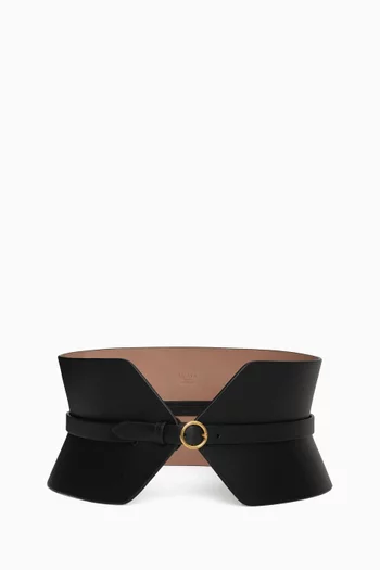 حزام عريض مزدوج جلد عجل