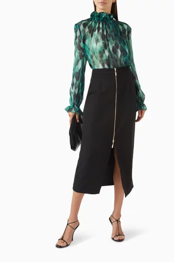 بلوزة مزينة بنقشة فيسكوز