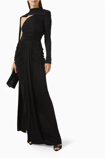 Kemmiye Draped Gown in Mesh