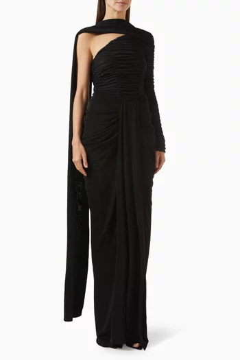 Kemmiye Draped Gown in Mesh