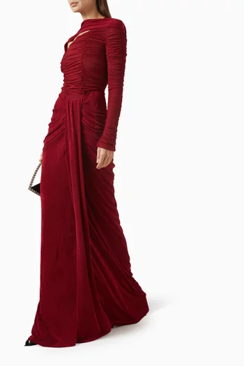 Kemmiye Draped Gown in Mesh