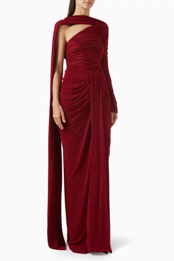Kemmiye Draped Gown in Mesh