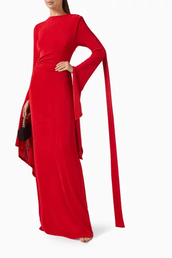 Kyanna Cape-sleeve Dress in Jersey