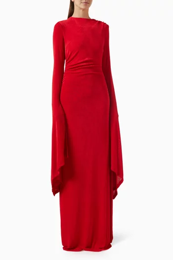 Kyanna Cape-sleeve Dress in Jersey