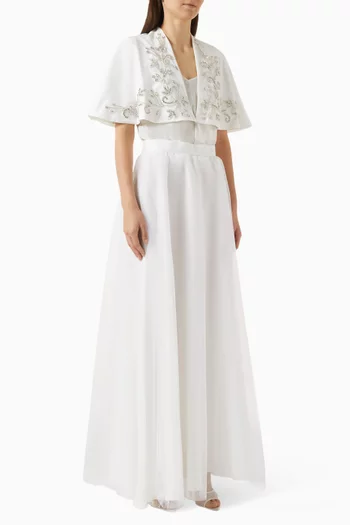 طقم تنورة وكاب بتطريزات