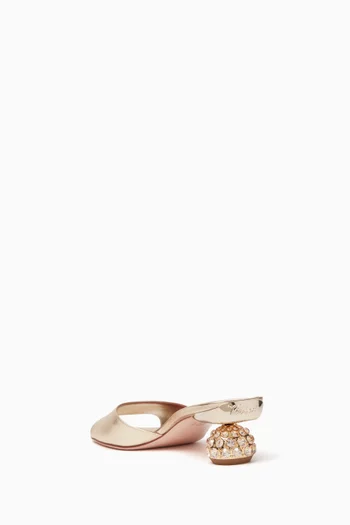 Crystal-embellished Mule Sandals in Metallic Nappa Leather