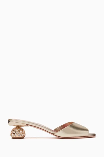 Crystal-embellished Mule Sandals in Metallic Nappa Leather