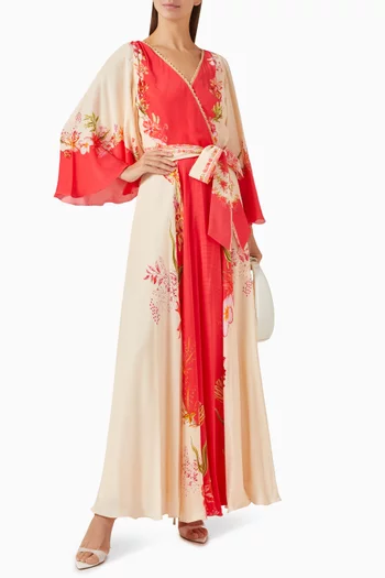Printed Maxi Dress in Crepe