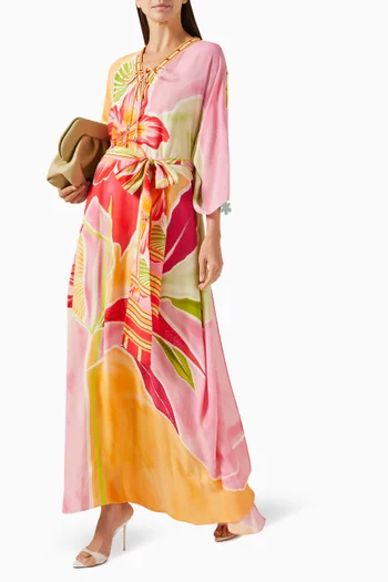 Floral-print Belted Maxi Dress