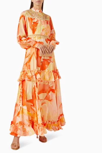Floral-print Tiered Maxi Dress