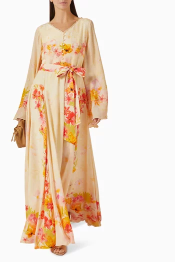 Floral-print Belted Maxi Dress