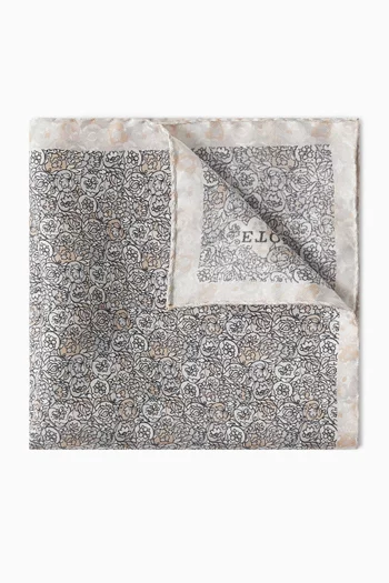 منديل جيب بنقشة زهور حرير