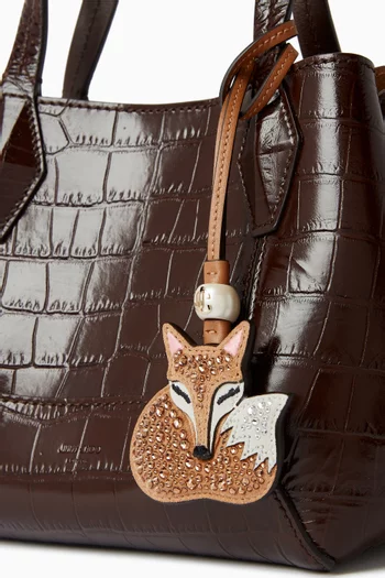 حلية بتصميم ثعلب مرصعة بالكريستال جلد