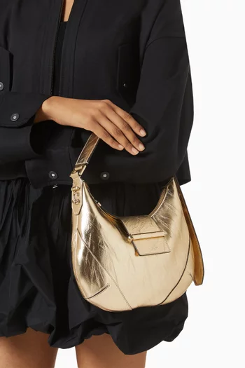 Bar Hobo Shoulder Bag in Metallic Leather