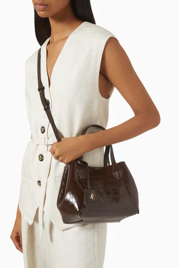 Diamond Tote Bag in Croc-embossed Leather