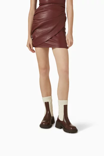 Tamia Knit-trim Boots in Leather