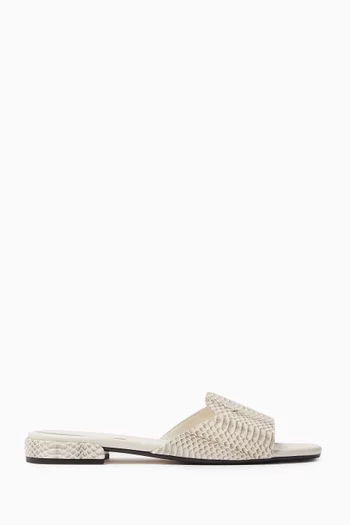 Dina Slides in Snake-print Nappa Leather