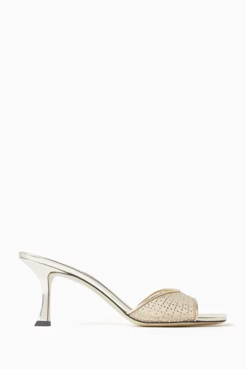 Skye 70 Crystal-embellished Mules in Mesh & Metallic Leather