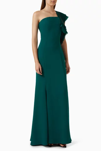 One-shoulder Ruffle Gown