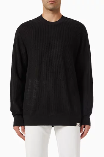 Logo Patch Sweater in Cotton Mesh