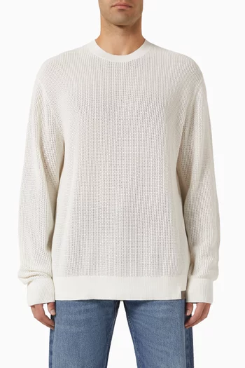Logo Patch Sweater in Cotton Mesh