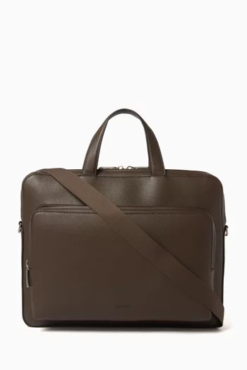Micro Pebble Slim Briefcase in Faux Leather