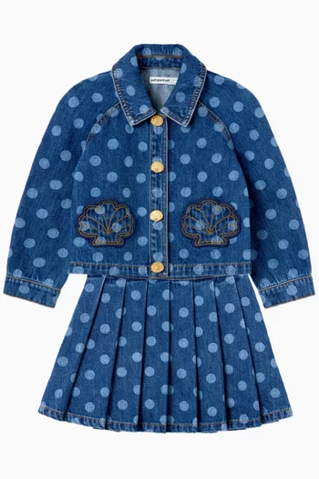 Polka Dot Skirt in Denim