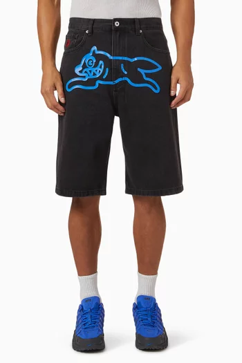 Running Dog Shorts in Cotton-denim