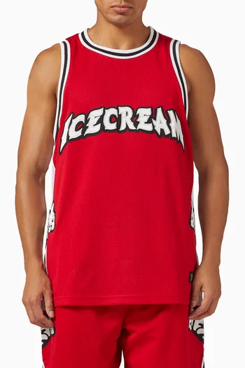 Running Puppy Appliqué Basketball Vest in Mesh