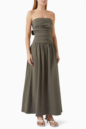 فستان بكشكش ورباط في الخلف مزيج قطن