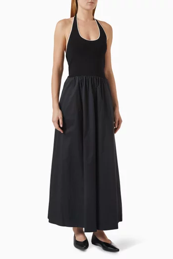 فستان بحمالة حول الرقبة وكشكش مزيج فيسكوز