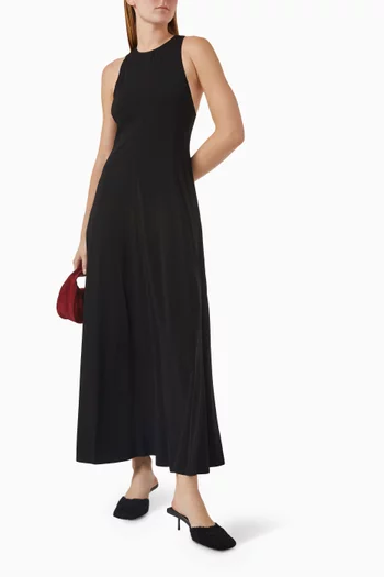 فستان طويل بفتحة مزيج فيسكوز