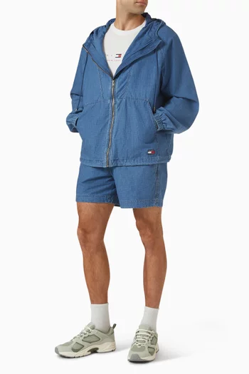 كنزة بغطاء رأس وسحّاب قطن مقاوم للتمزق