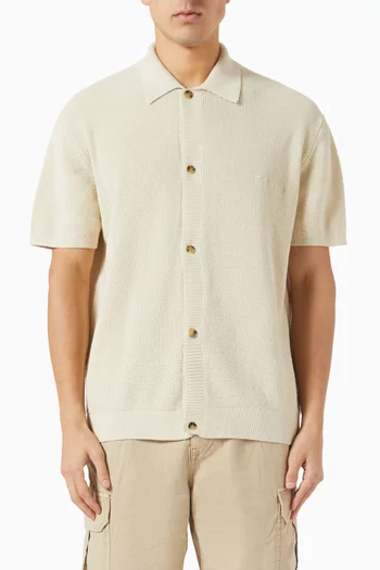 90's Script Polo Sweater in Cotton-blend Knit