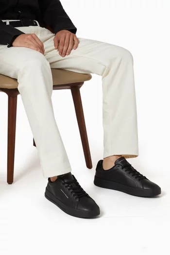 Contrast Heel Court Sneakers in Leather