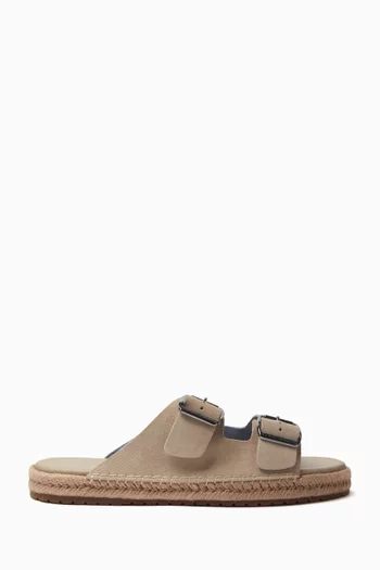 Flexible Sole Buckle Sandals in Suede