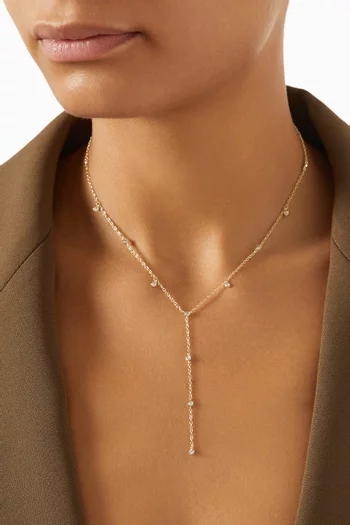 CZ Round Bezel Necklace in Gold-plated Brass