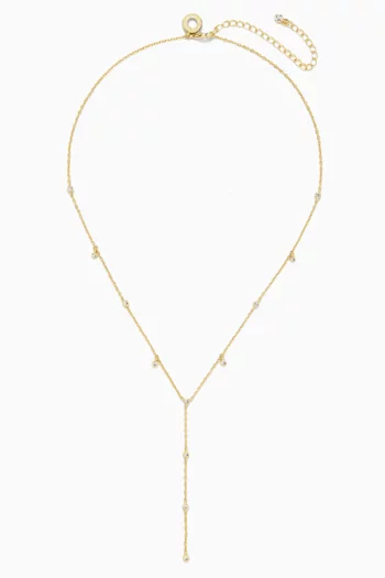 CZ Round Bezel Necklace in Gold-plated Brass