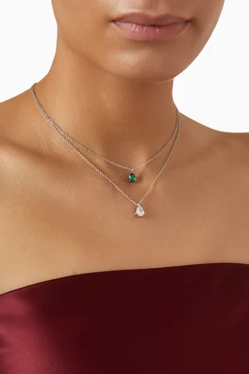 قلادة بسلسلة مزدوجة مرصعة بأحجار زركونيا نحاس مطلي روديوم