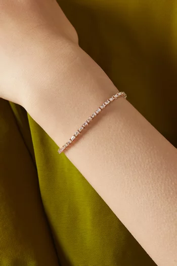 CZ Baguette Tennis Bracelet in Plated Brass
