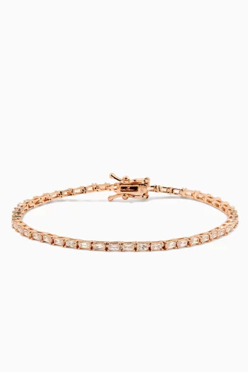 CZ Baguette Tennis Bracelet in Plated Brass