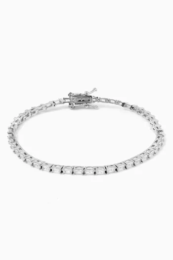 CZ Baguette Tennis Bracelet in Rhodium-plated Brass