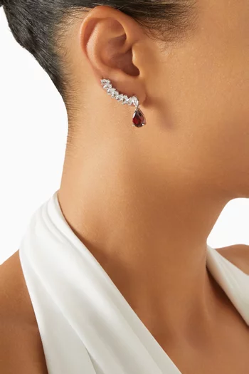 CZ Crawler Earrings in Rhodium-plated Brass