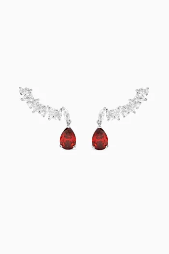 CZ Crawler Earrings in Rhodium-plated Brass