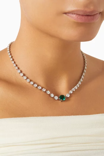 قلادة مرصعة بأحجار زركونيا دائرية نحاس مطلي روديوم